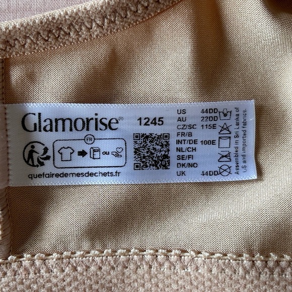 Glamorise bra beige with lace women’s size 44DD - Picture 11 of 12